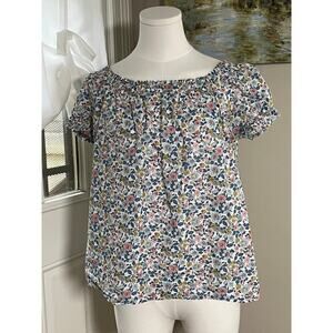 UNIQLO Liberty Floral Cotton Blouse XS Peasant Top Lightweight Layers